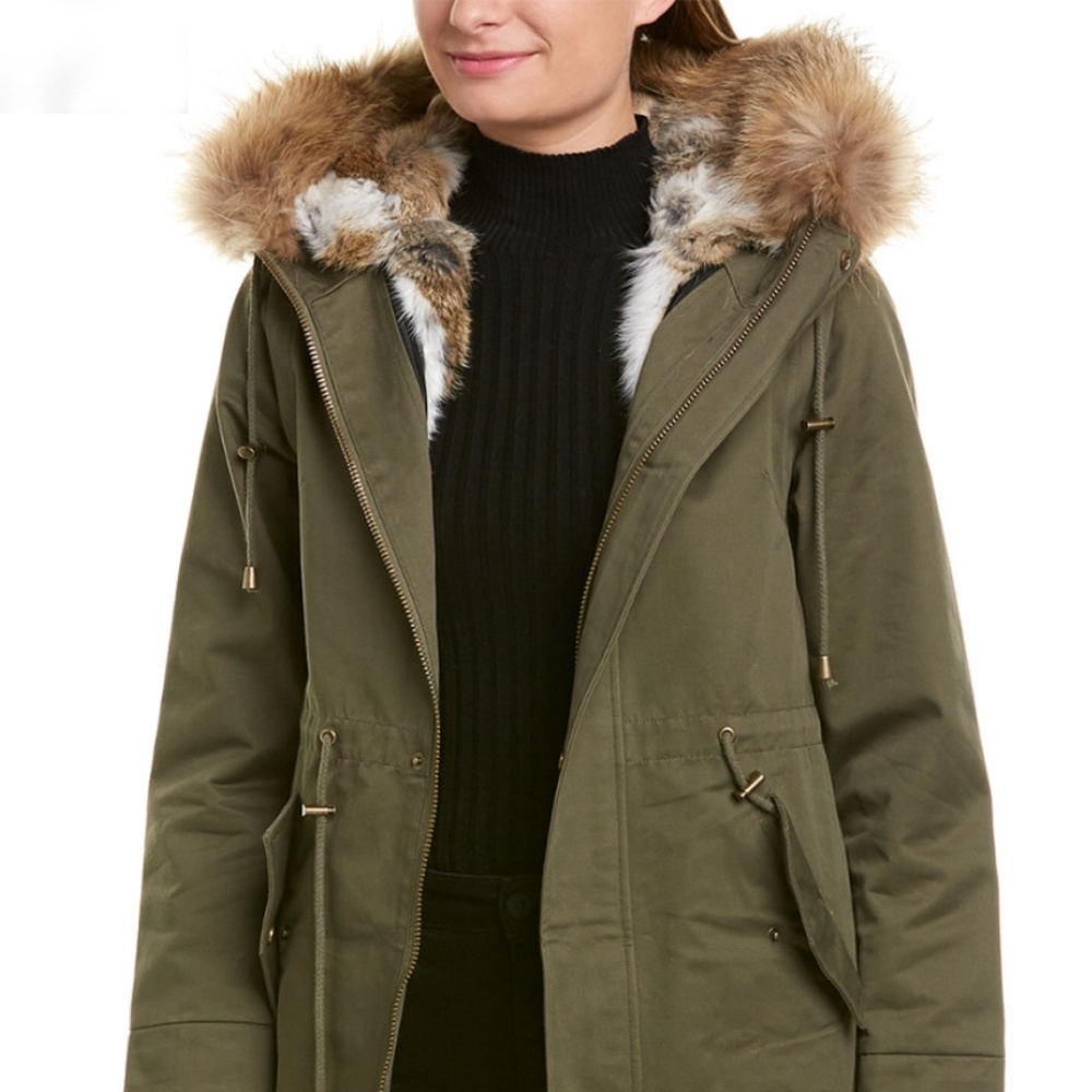 La Fiorentina Hooded Parka, fur lined, size medium